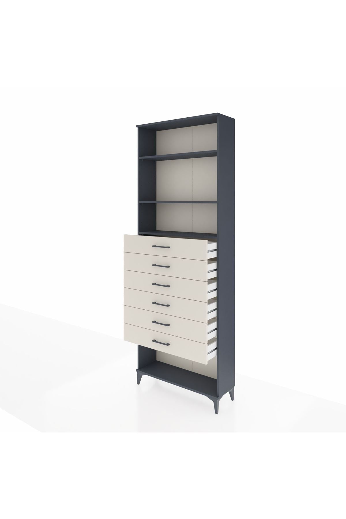 Arges Dolap 3 Raflı 6 Çekmeceli 88x30x243 Antrasit-Aytaşı