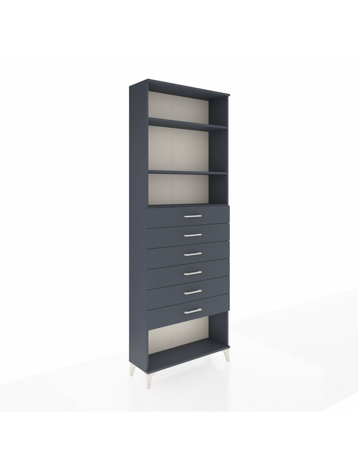 Arges Dolap 3 Raflı 6 Çekmeceli 88x30x243 Antrasit-Antrasit