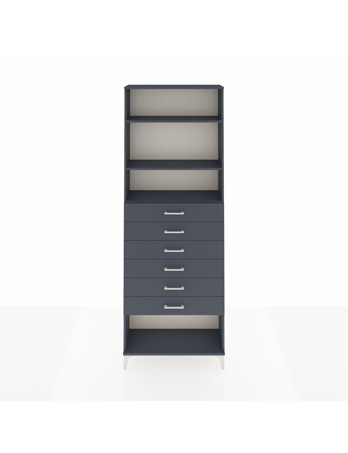 Arges Dolap 3 Raflı 6 Çekmeceli 88x30x243 Antrasit-Antrasit