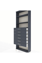 Arges Dolap 3 Raflı 6 Çekmeceli 88x30x243 Antrasit-Antrasit