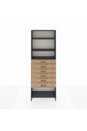 Arges Dolap 3 Raflı 6 Çekmeceli 88x30x243 Antrasit-Çam