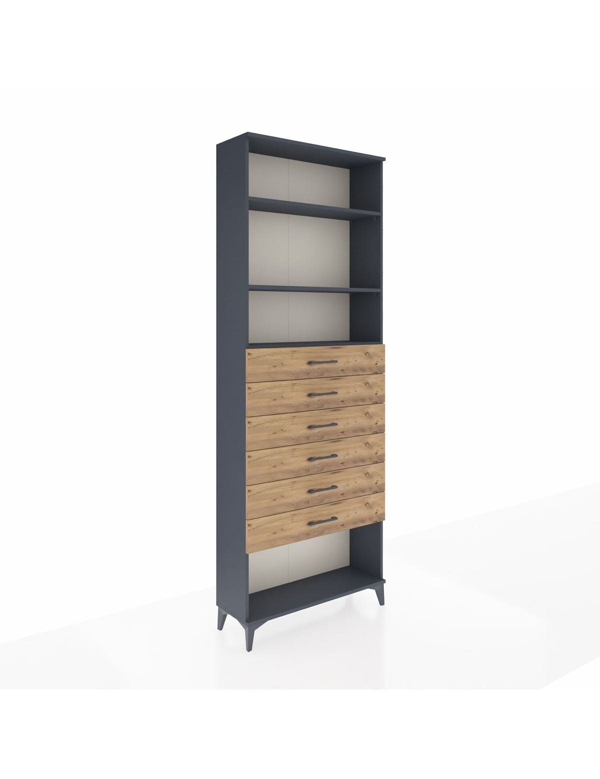 Arges Dolap 3 Raflı 6 Çekmeceli 88x30x243 Antrasit-Çam