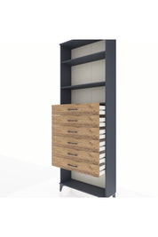 Arges Dolap 3 Raflı 6 Çekmeceli 88x30x243 Antrasit-Çam