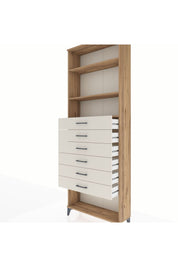 Arges Dolap 3 Raflı 6 Çekmeceli 88x30x243 Çam-Aytaşı