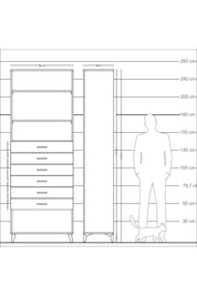 Arges Dolap 3 Raflı 6 Çekmeceli 88x30x243 Çam-Antrasit