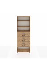 Arges Dolap 3 Raflı 6 Çekmeceli 88x30x243 Çam-Çam