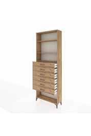 Arges Dolap 3 Raflı 6 Çekmeceli 88x30x243 Çam-Çam