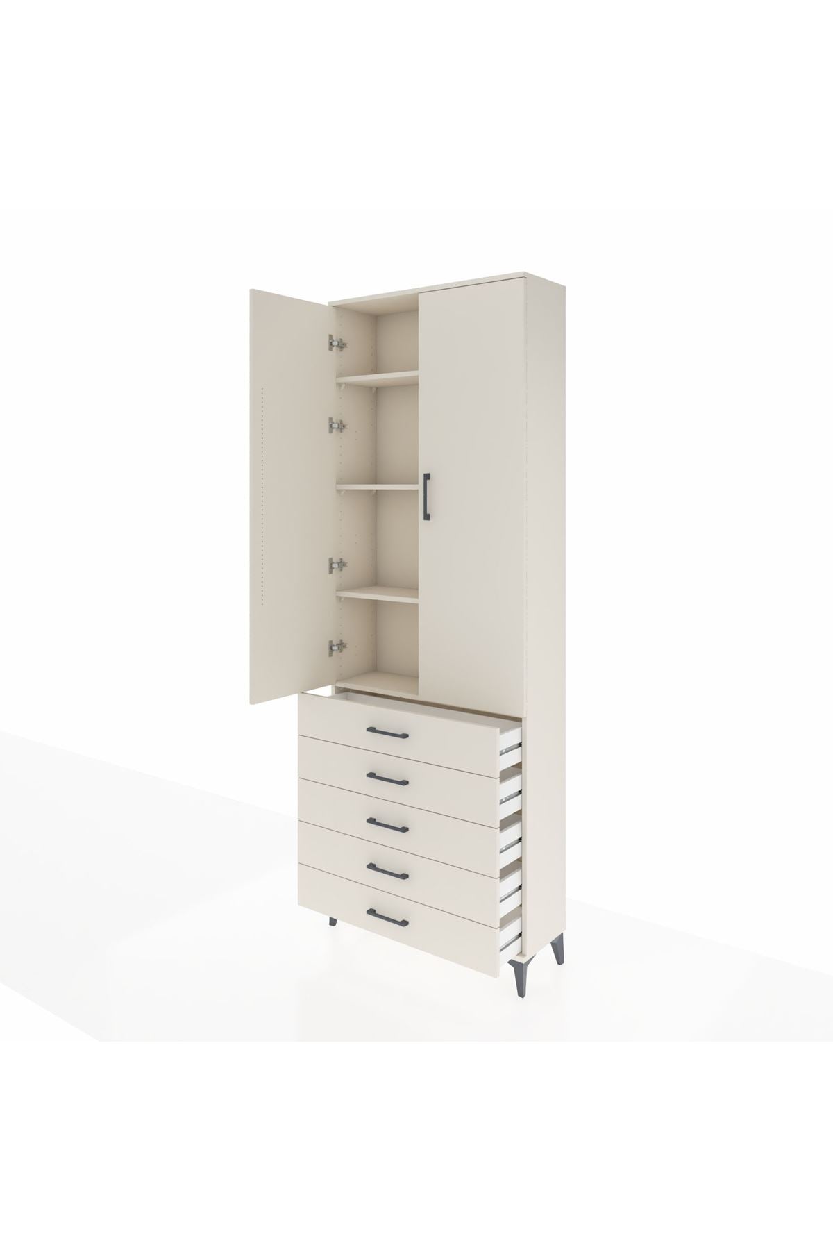 Arges Dolap 4 Raflı 5 Çekmeceli 2 Kapaklı 88x30x243 Aytaşı-Aytaşı