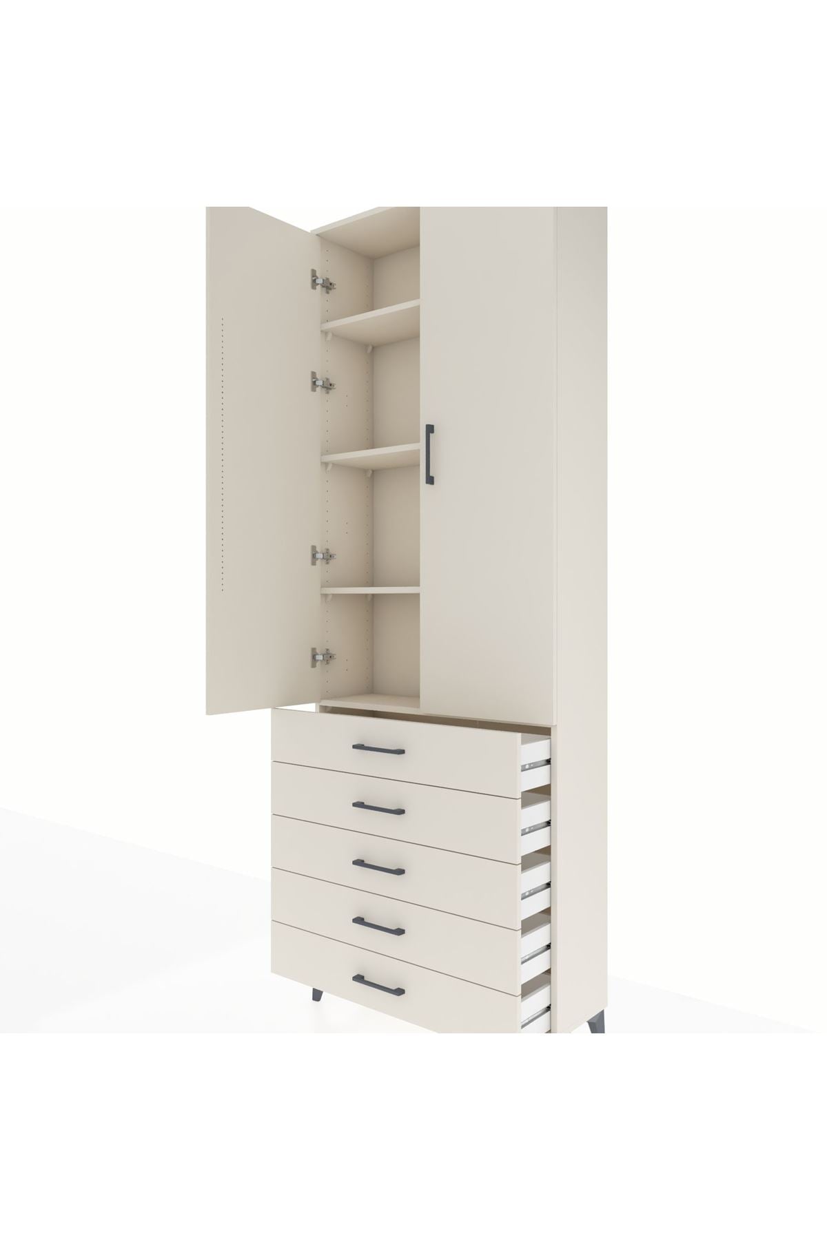 Arges Dolap 4 Raflı 5 Çekmeceli 2 Kapaklı 88x30x243 Aytaşı-Aytaşı