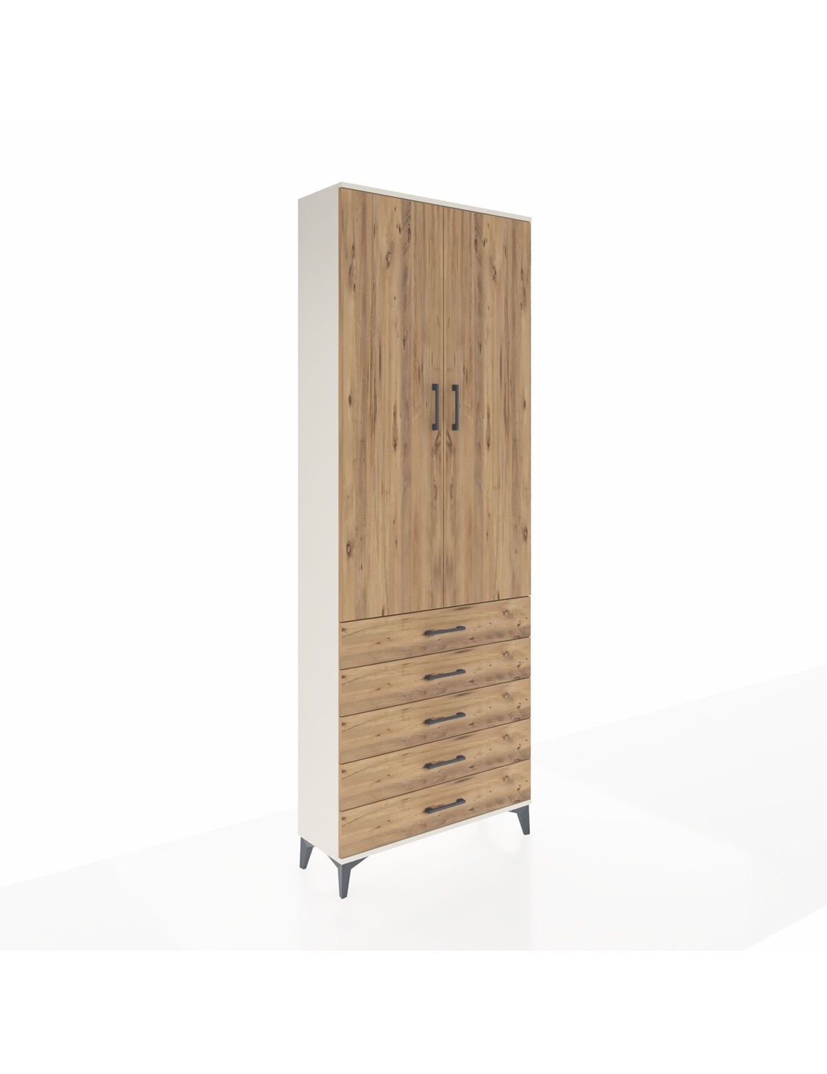 Arges Dolap 4 Raflı 5 Çekmeceli 2 Kapaklı 88x30x243 Aytaşı-Çam