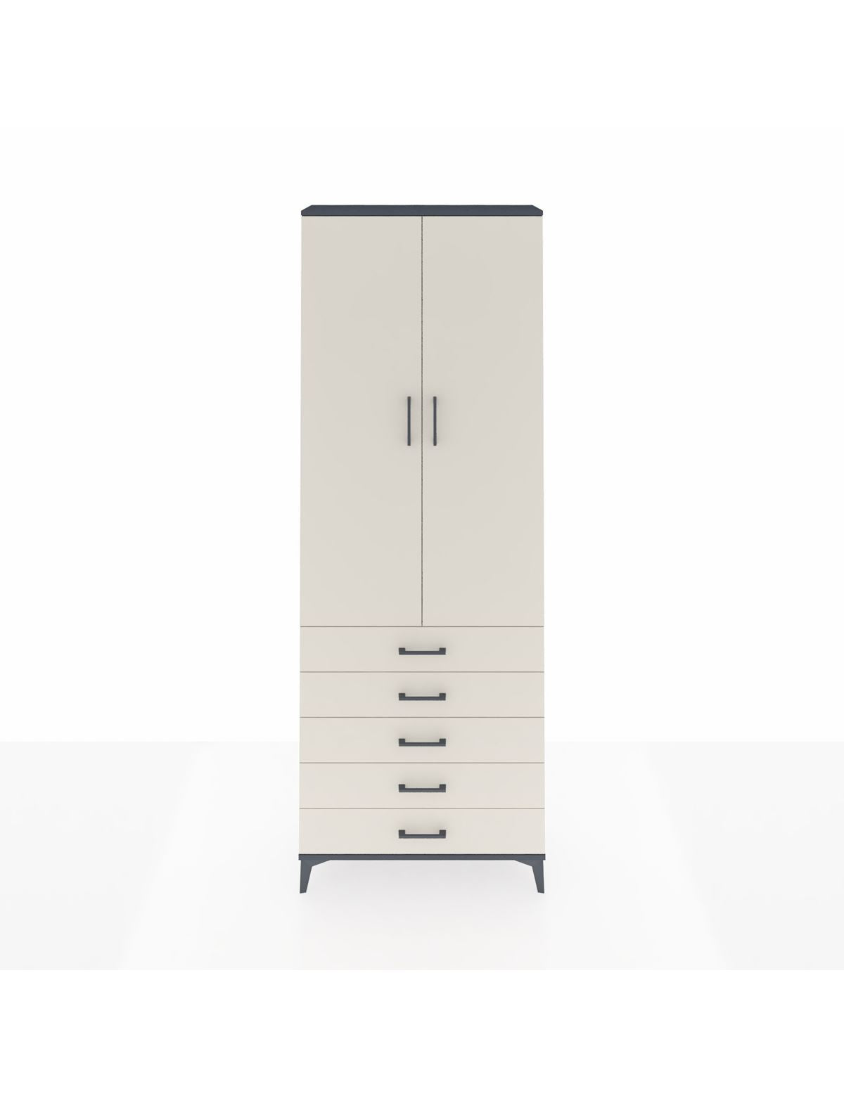 Arges Dolap 4 Raflı 5 Çekmeceli 2 Kapaklı 88x30x243 Antrasit-Aytaşı