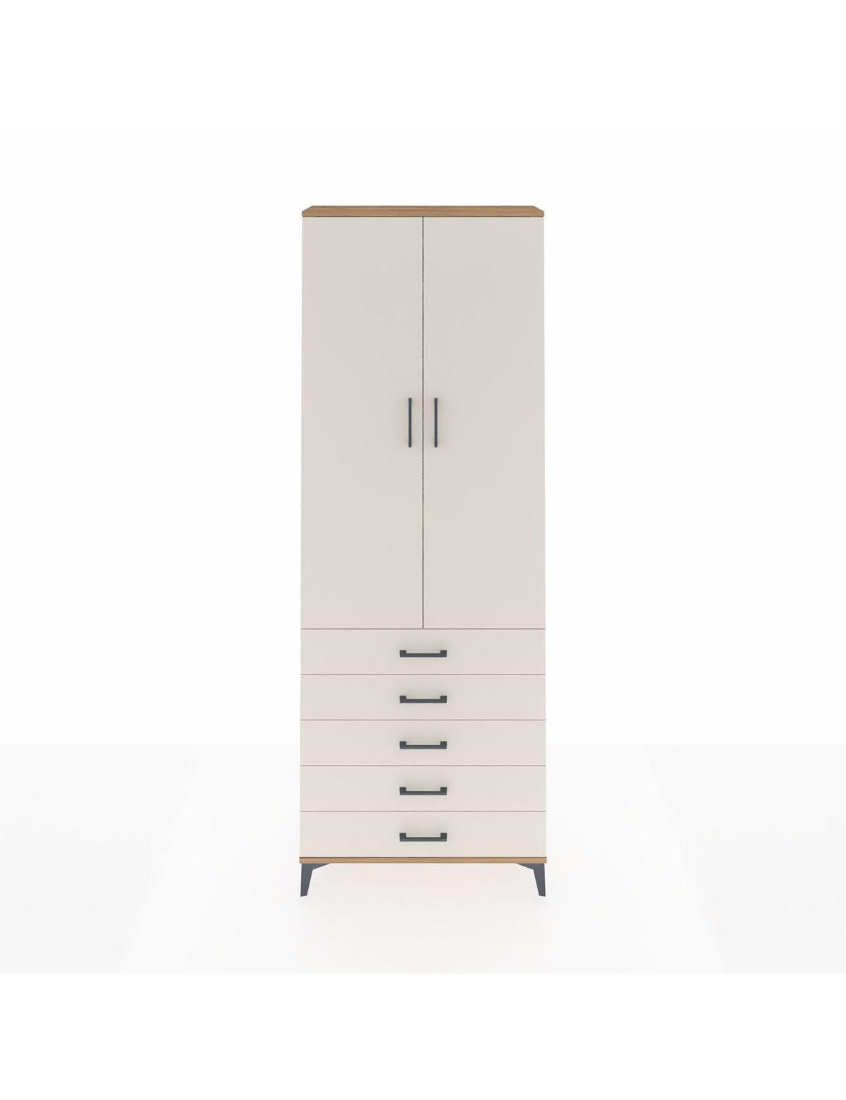 Arges Dolap 4 Raflı 5 Çekmeceli 2 Kapaklı 88x30x243 Çam-Aytaşı