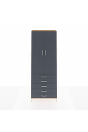 Arges Dolap 4 Raflı 5 Çekmeceli 2 Kapaklı 88x30x243 Çam-Antrasit