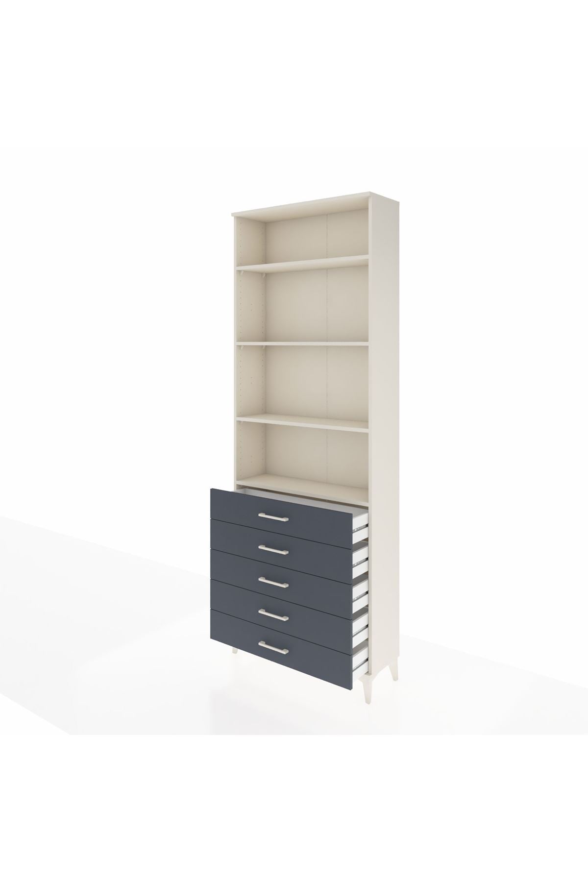 Arges Dolap 4 Raflı 5 Çekmeceli 88x30x243 Aytaşı-Antrasit