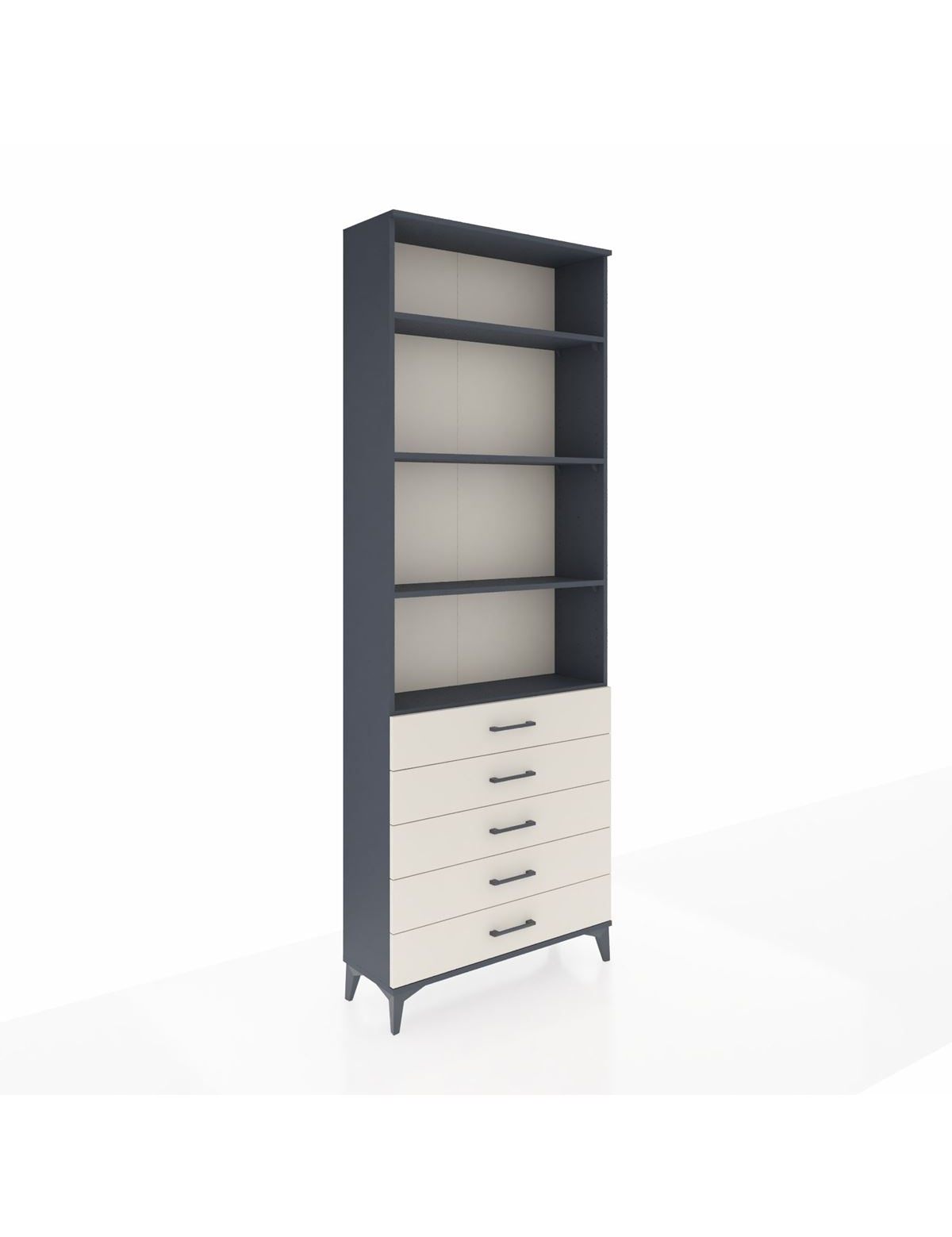 Arges Dolap 4 Raflı 5 Çekmeceli 88x30x243 Antrasit-Aytaşı