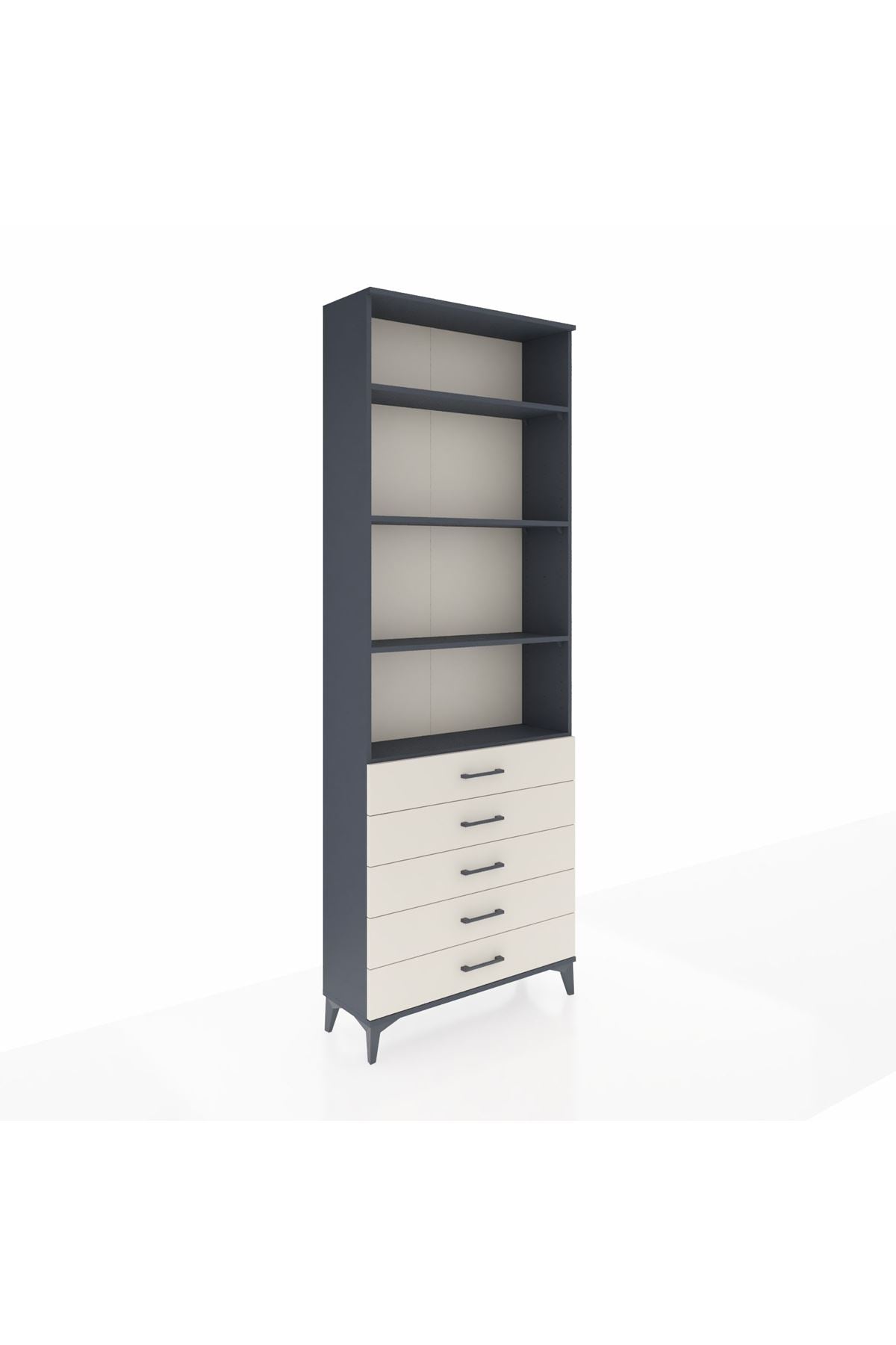 Arges Dolap 4 Raflı 5 Çekmeceli 88x30x243 Antrasit-Aytaşı
