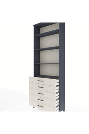 Arges Dolap 4 Raflı 5 Çekmeceli 88x30x243 Antrasit-Aytaşı