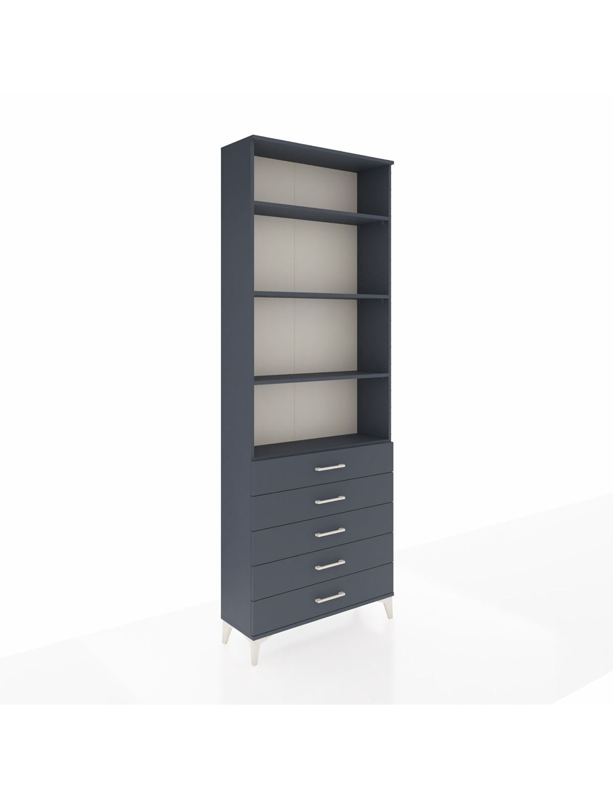 Arges Dolap 4 Raflı 5 Çekmeceli 88x30x243 Antrasit-Antrasit