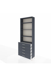 Arges Dolap 4 Raflı 5 Çekmeceli 88x30x243 Antrasit-Antrasit