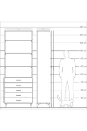 Arges Dolap 4 Raflı 5 Çekmeceli 88x30x243 Antrasit-Antrasit