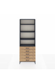 Arges Dolap 4 Raflı 5 Çekmeceli 88x30x243 Antrasit-Çam