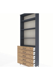 Arges Dolap 4 Raflı 5 Çekmeceli 88x30x243 Antrasit-Çam