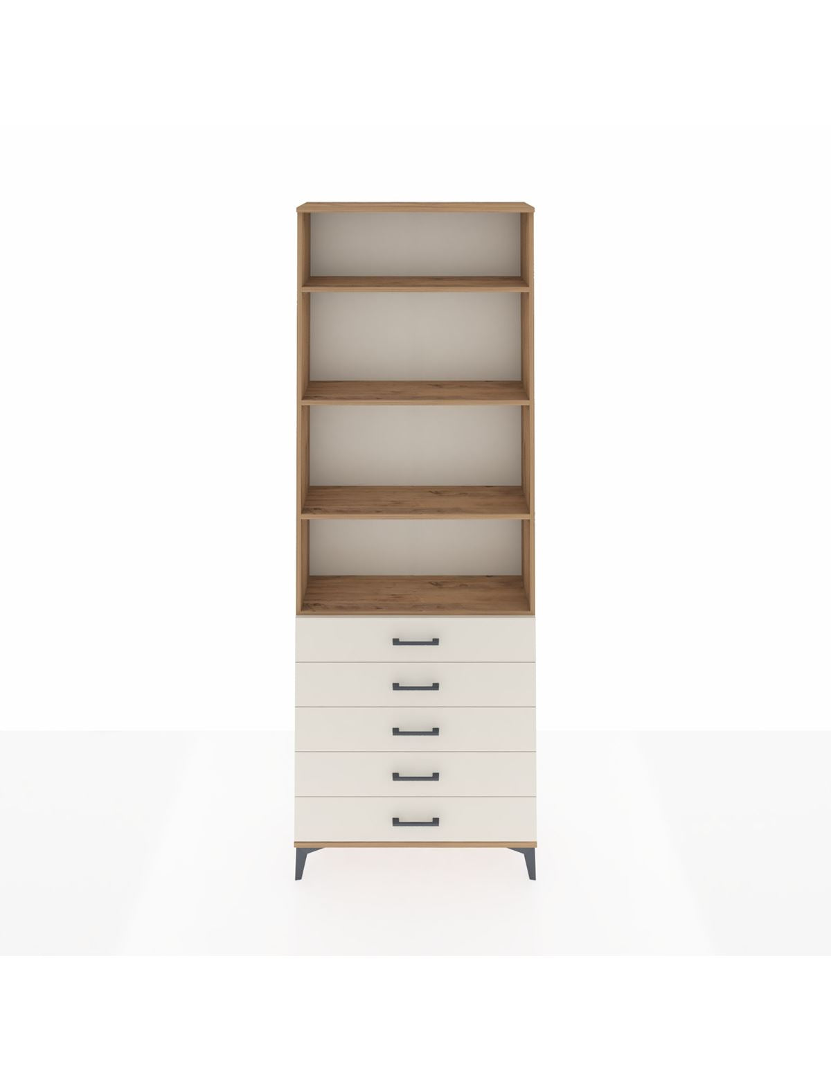 Arges Dolap 4 Raflı 5 Çekmeceli 88x30x243 Çam-Aytaşı