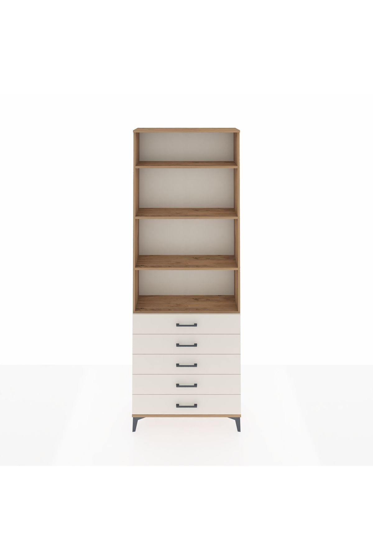 Arges Dolap 4 Raflı 5 Çekmeceli 88x30x243 Çam-Aytaşı