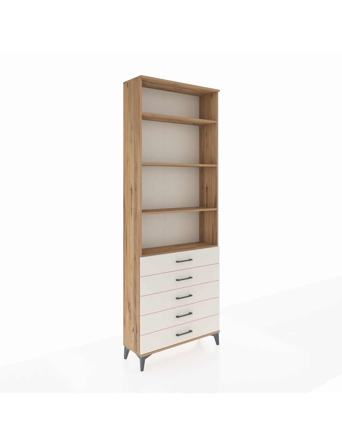 Arges Dolap 4 Raflı 5 Çekmeceli 88x30x243 Çam-Aytaşı