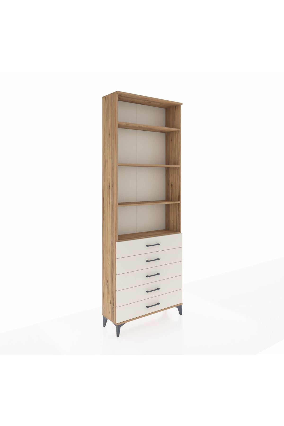 Arges Dolap 4 Raflı 5 Çekmeceli 88x30x243 Çam-Aytaşı