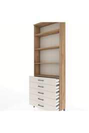 Arges Dolap 4 Raflı 5 Çekmeceli 88x30x243 Çam-Aytaşı