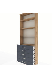 Arges Dolap 4 Raflı 5 Çekmeceli 88x30x243 Çam-Antrasit