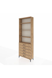 Arges Dolap 4 Raflı 5 Çekmeceli 88x30x243 Çam-Çam