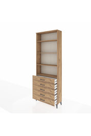 Arges Dolap 4 Raflı 5 Çekmeceli 88x30x243 Çam-Çam