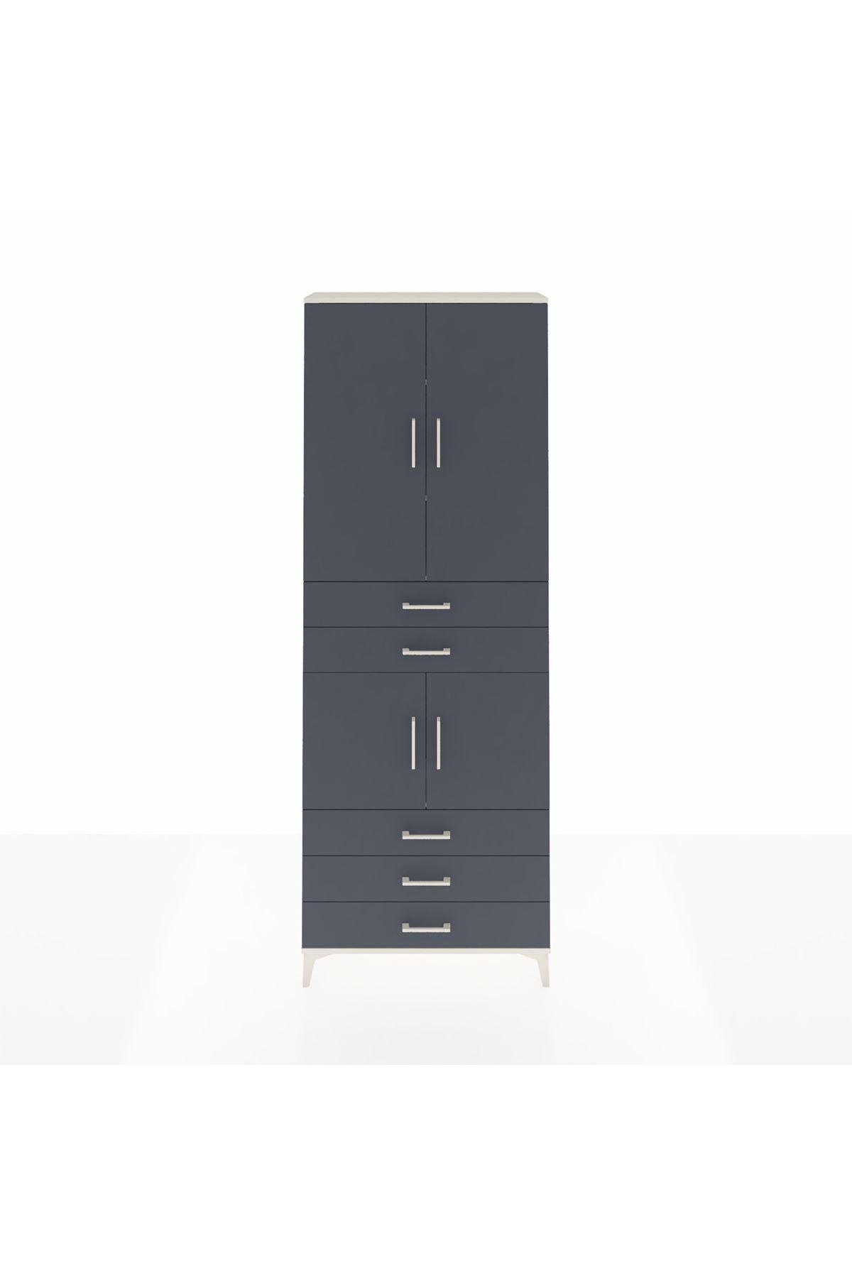 Arges Dolap 4 Raflı 5 Çekmeceli 4 Kapaklı 88x30x243 Aytaşı-Antrasit