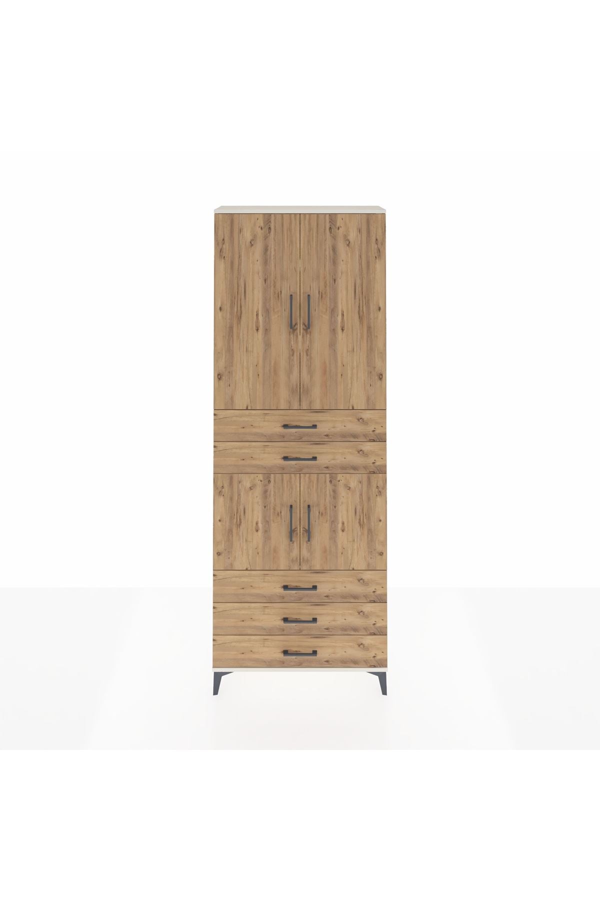 Arges Dolap 4 Raflı 5 Çekmeceli 4 Kapaklı 88x30x243 Aytaşı-Çam