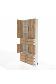 Arges Dolap 4 Raflı 5 Çekmeceli 4 Kapaklı 88x30x243 Aytaşı-Çam