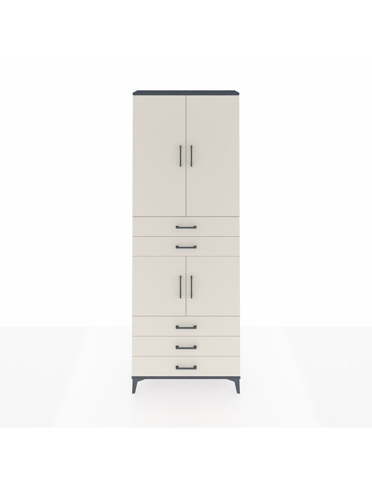 Arges Dolap 4 Raflı 5 Çekmeceli 4 Kapaklı 88x30x243 Antrasit-Aytaşı