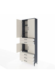 Arges Dolap 4 Raflı 5 Çekmeceli 4 Kapaklı 88x30x243 Antrasit-Aytaşı