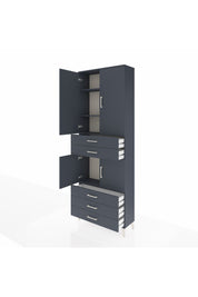 Arges Dolap 4 Raflı 5 Çekmeceli 4 Kapaklı 88x30x243 Antrasit-Antrasit