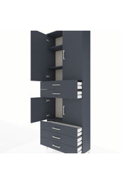 Arges Dolap 4 Raflı 5 Çekmeceli 4 Kapaklı 88x30x243 Antrasit-Antrasit