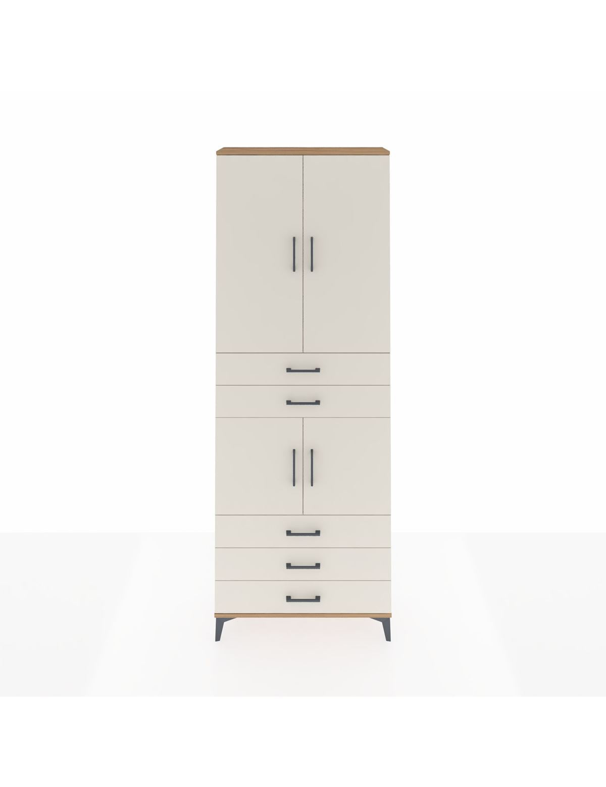 Arges Dolap 4 Raflı 5 Çekmeceli 4 Kapaklı 88x30x243 Çam-Aytaşı