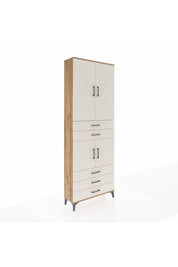 Arges Dolap 4 Raflı 5 Çekmeceli 4 Kapaklı 88x30x243 Çam-Aytaşı