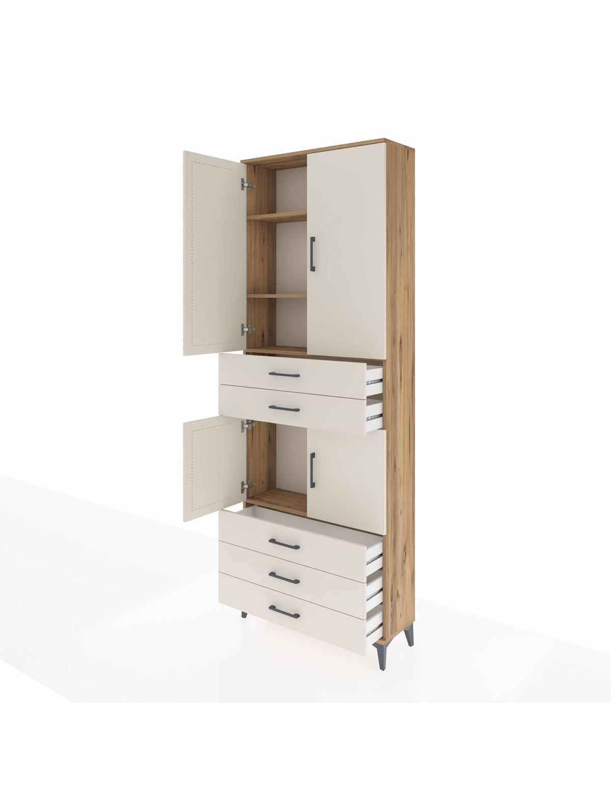 Arges Dolap 4 Raflı 5 Çekmeceli 4 Kapaklı 88x30x243 - S33M233V7A