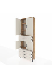 Arges Dolap 4 Raflı 5 Çekmeceli 4 Kapaklı 88x30x243 Çam-Aytaşı