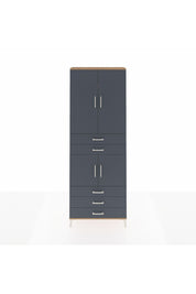 Arges Dolap 4 Raflı 5 Çekmeceli 4 Kapaklı 88x30x243 Çam-Antrasit