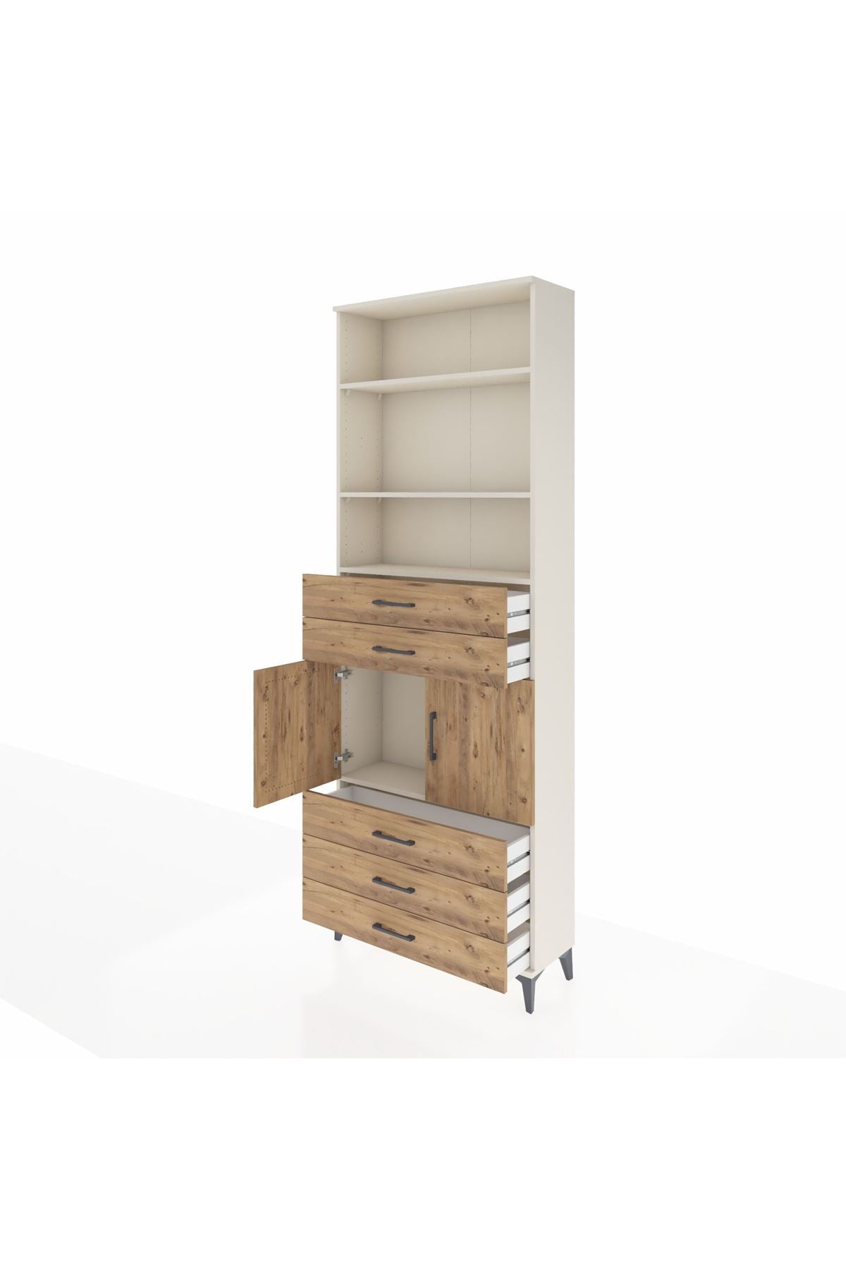 Arges Dolap 4 Raflı 5 Çekmeceli 2 Kapaklı 88x30x243 - S33M234V3A