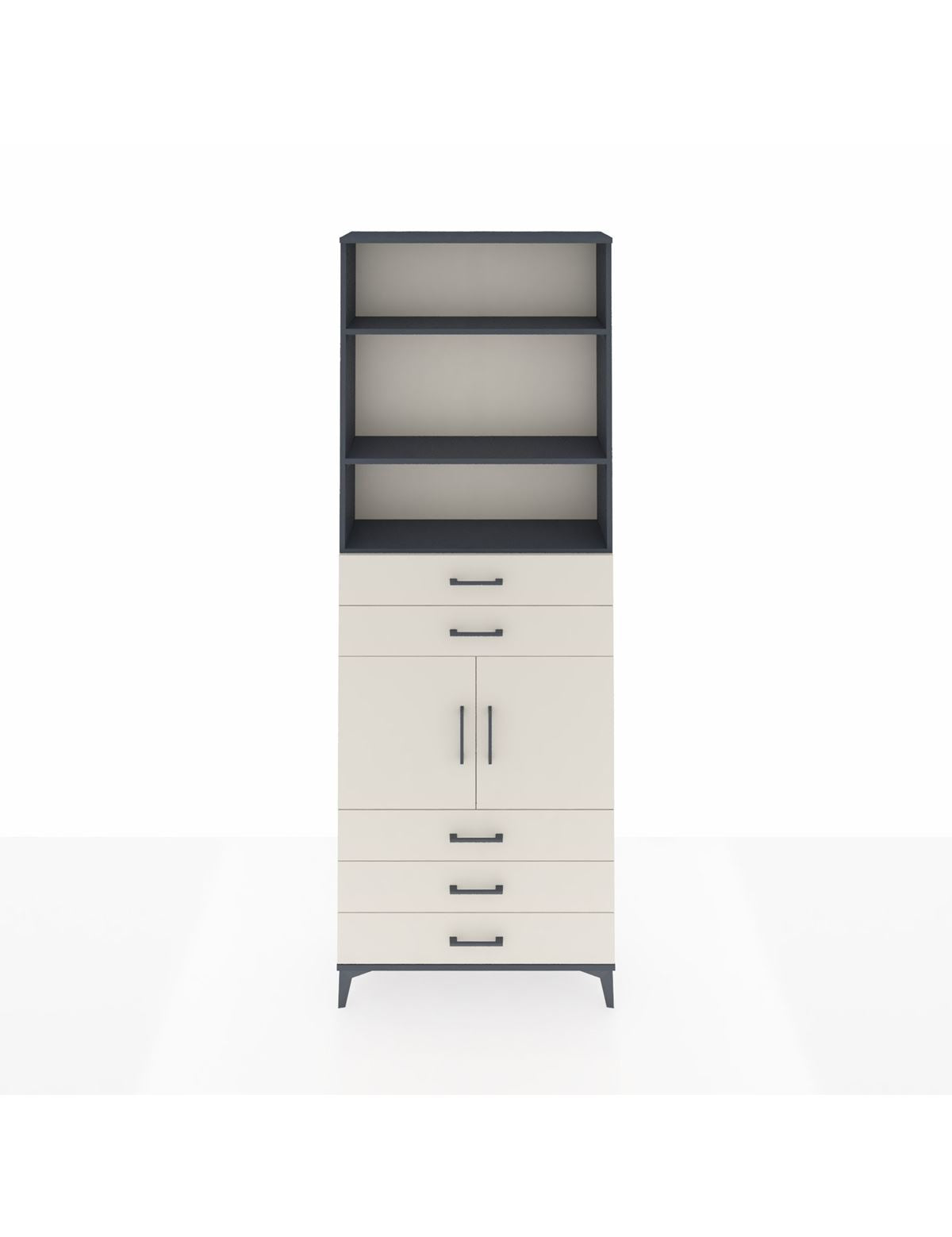 Arges Dolap 4 Raflı 5 Çekmeceli 2 Kapaklı 88x30x243 Antrasit-Aytaşı