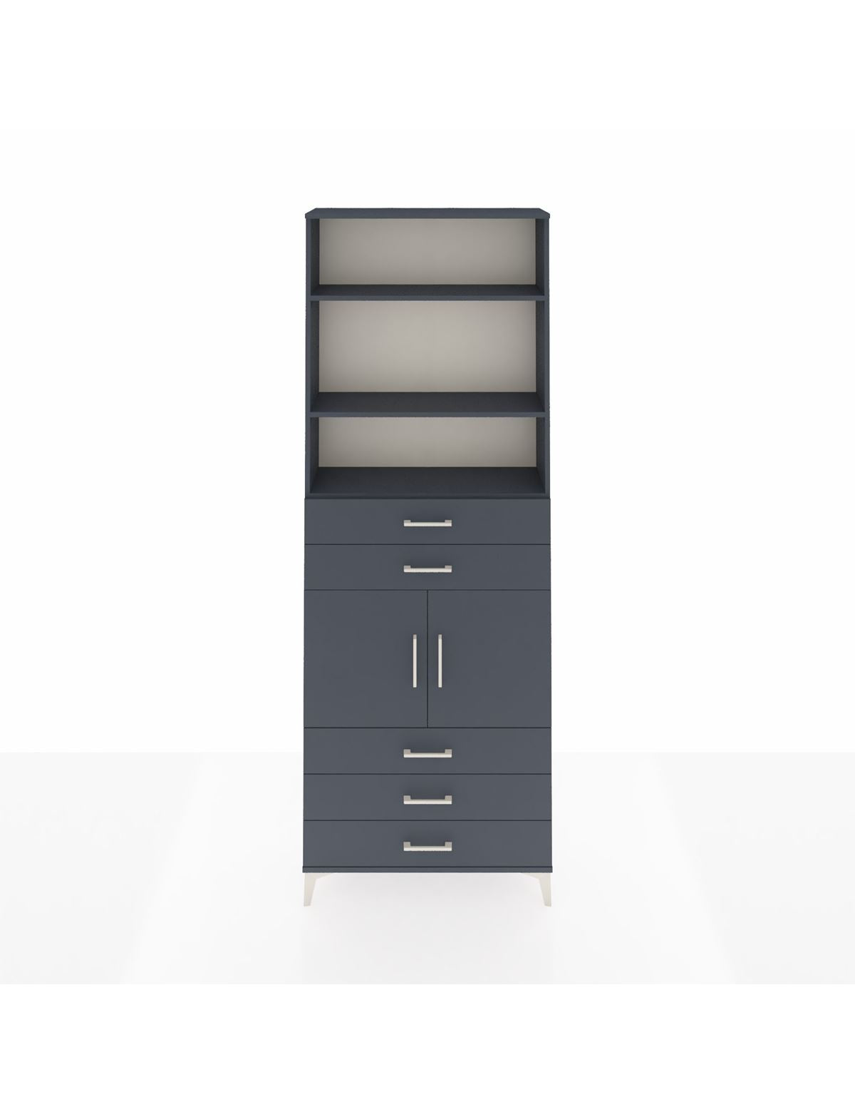 Arges Dolap 4 Raflı 5 Çekmeceli 2 Kapaklı 88x30x243 Antrasit-Antrasit