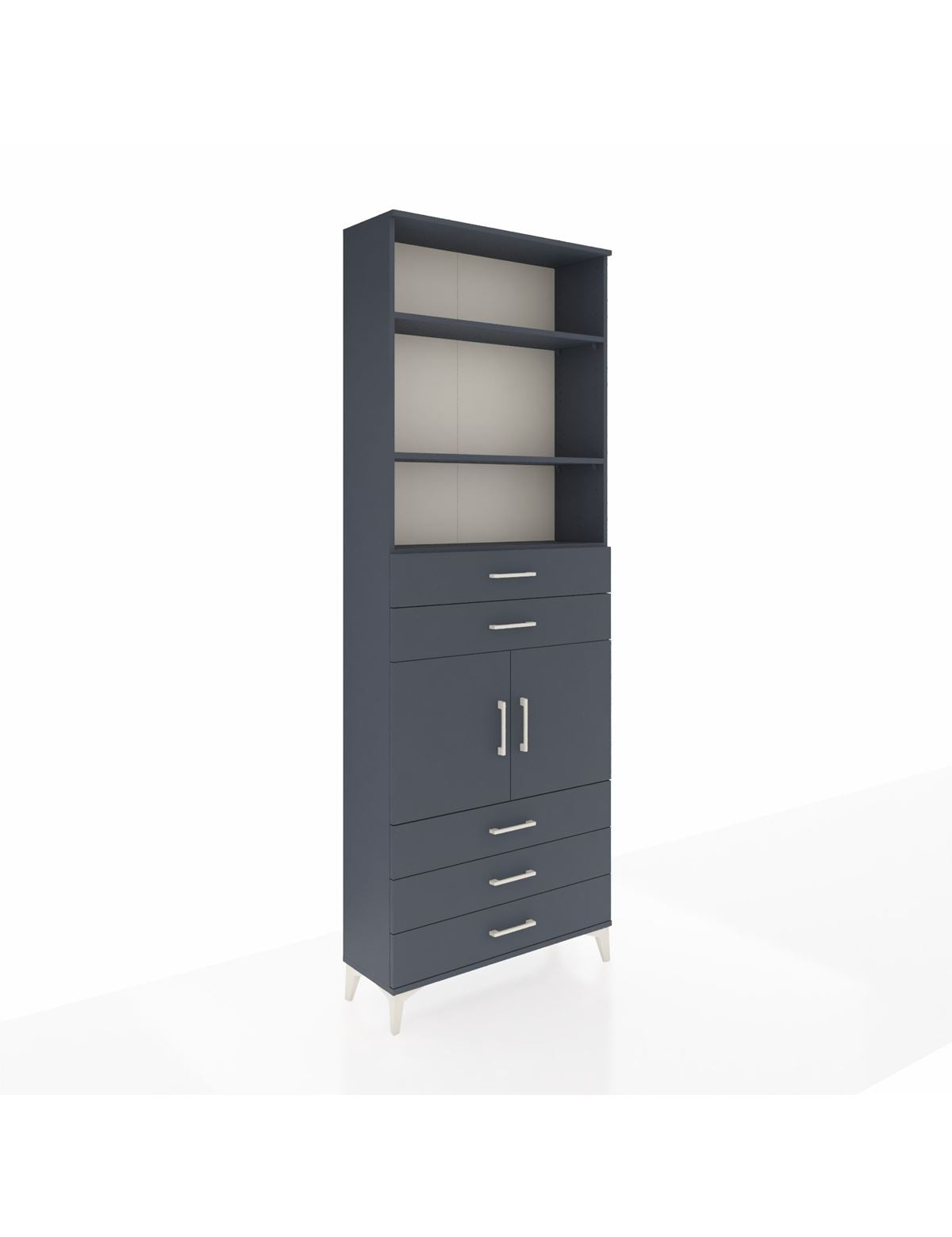 Arges Dolap 4 Raflı 5 Çekmeceli 2 Kapaklı 88x30x243 Antrasit-Antrasit